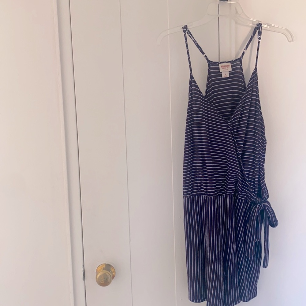 Mossimo romper blue w/ red and white stripes